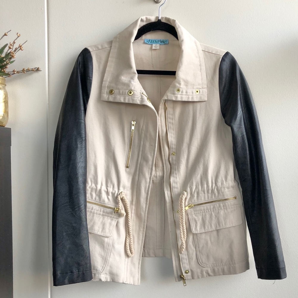 Canvas & Faux Leather Jacket - Picture 1 of 7